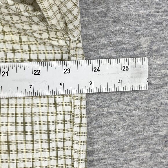 Croft & Barrow Shirt Mens 16 White Tan Check Button Up Wrinkle Free Long Sleeve - Picture 8 of 12